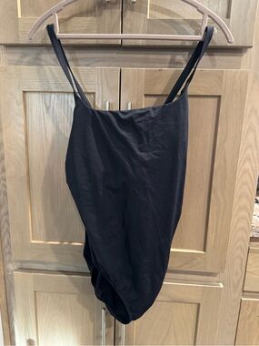 Lands' End Black One-Piece with Adjustable Straps